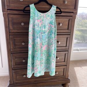 Lilly Pulitzer Classic Palm Beach Tropical Print Sleeveless Tank Dress - size M